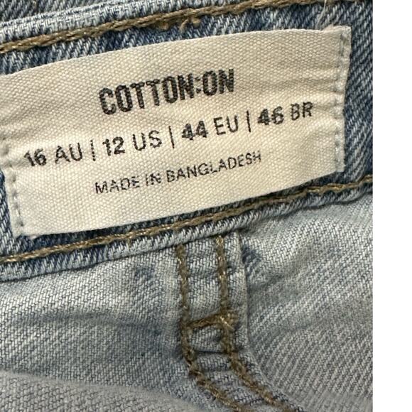 Cotton:On High Rise Flashback blue denim cuffed hem jean shorts size 12 - Picture 3 of 10